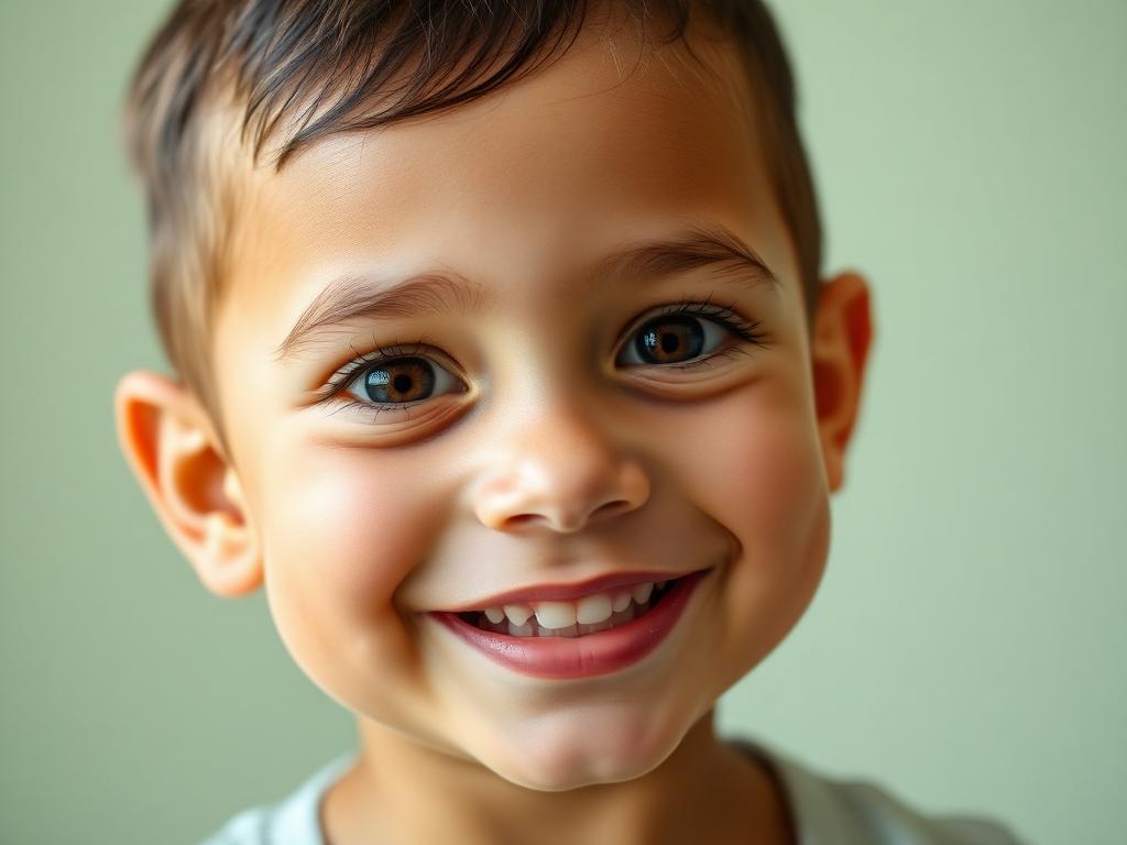 Criança saudável e sorrindo após reorganização da alimentação vegetariana